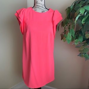 Mustard Seed Ruffle Sleeve Shift Dress Neon Pink Sz S